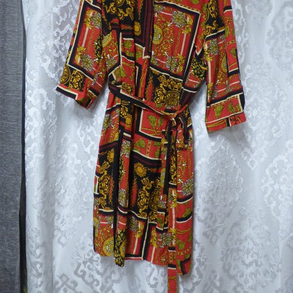 $49.00 Be Bop Trendy Plus Size Chain-Print Shirtdress, Size 2X, Scarlet/Black - Picture 7 of 13